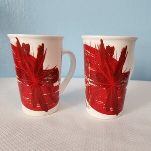 2014 Starbucks Christmas Poinsettia Coffee Mugs 12oz Tumbler Mug Cup Red
